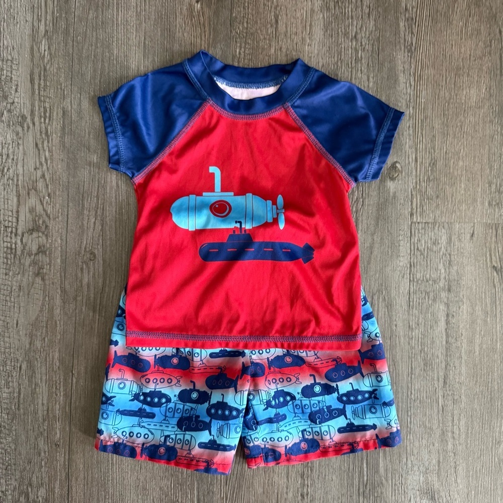 Wanderling Toddler Boys Red and Blue Submarine Swim Set